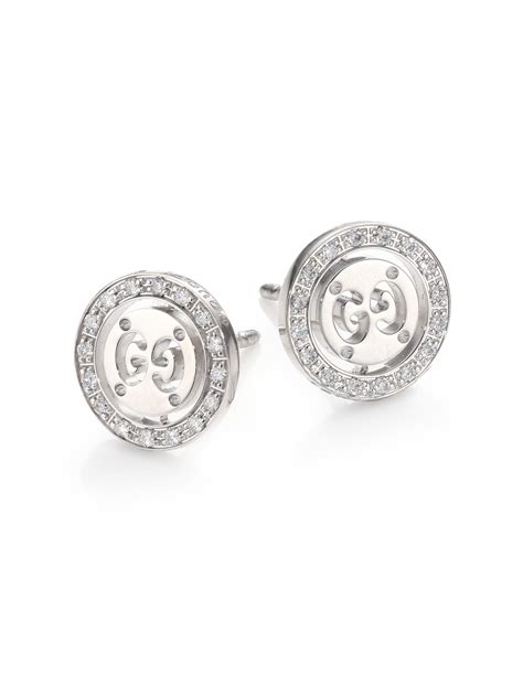 gold gucci earings|Gucci white gold stud earrings.